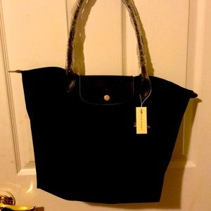 Long Champ Le Pliage Nylon Large Tote Bag NWT Blk